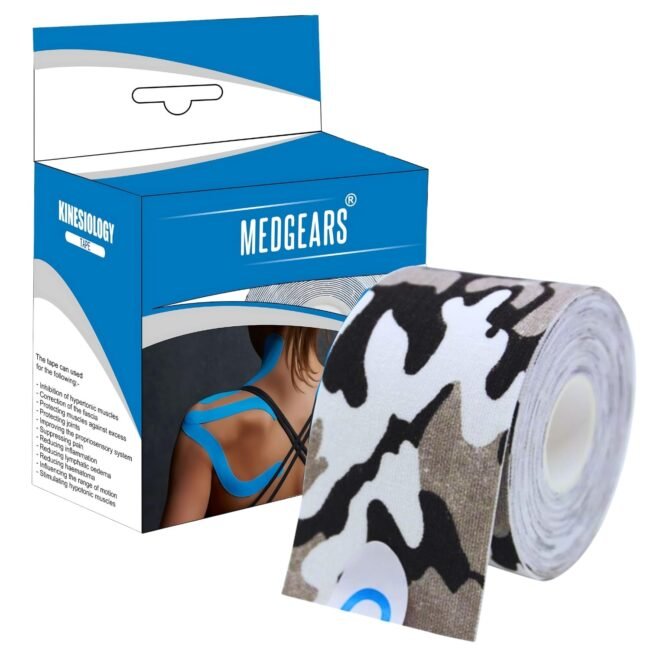 Medgears Premium Kinesiology Tape for Athletes – Strong Adhesive, Sweat-Resistant Muscle Support Tape for Sports Injury, Joint Stability & Recovery-(Urban Camo)