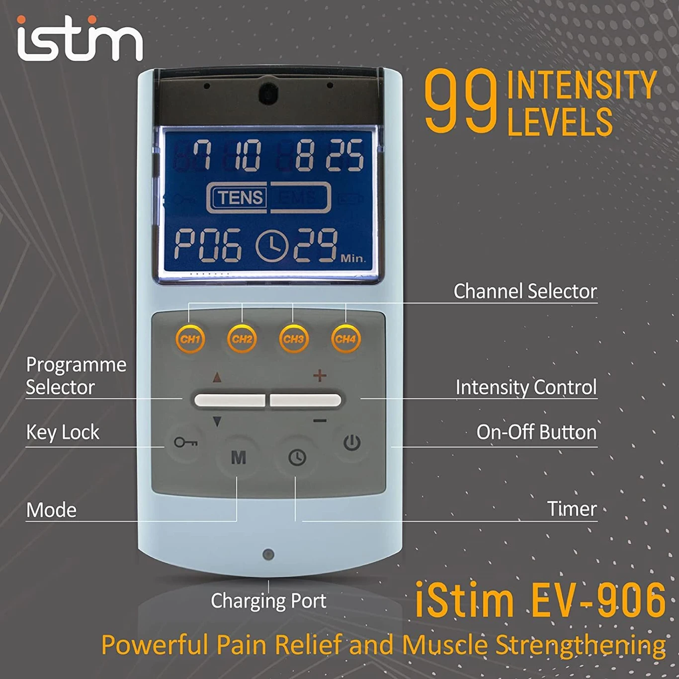 tens ems muscle stimulator machine for pain relief muscle